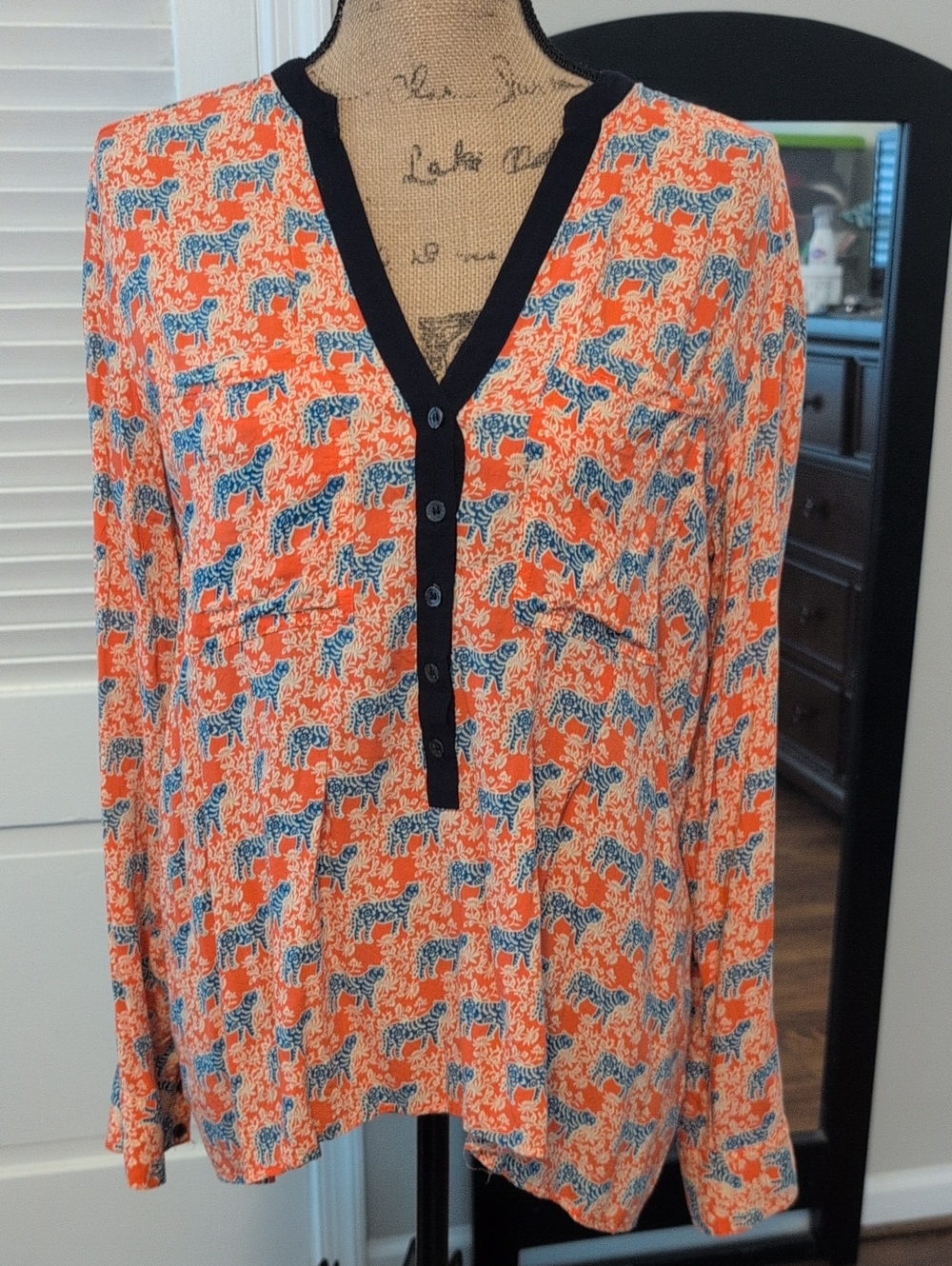 Anthropologie Vanessa Virginia Honore Tiger Print Top